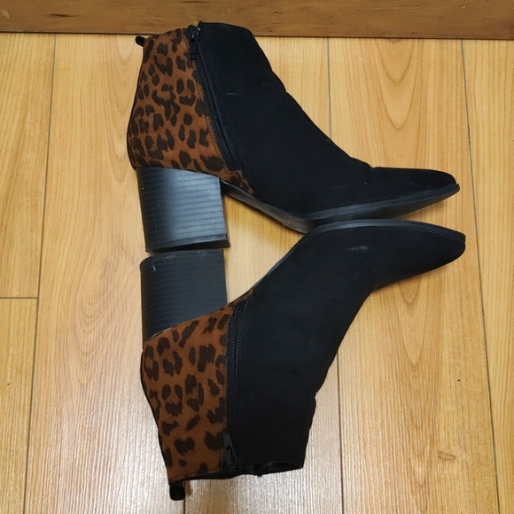 Black/leopard print ankle boots - Picture 2 of 3